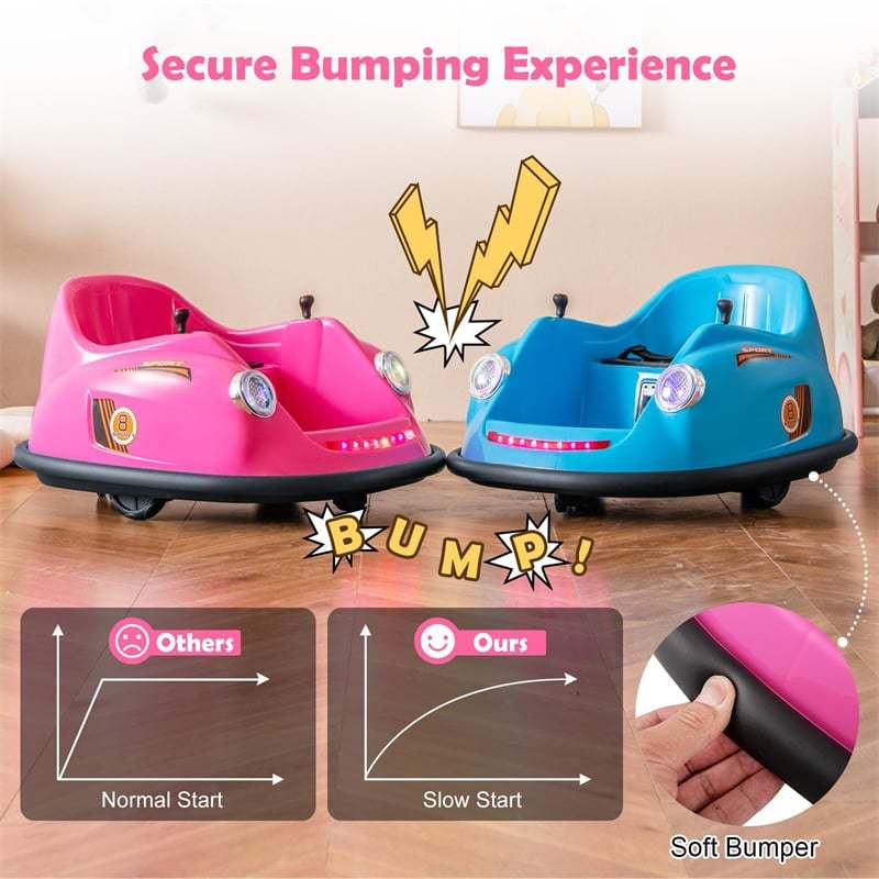 Kids Bumper Car 12V Electric Ride on Bumper Car with Remote Control, 360° Spin, LED Lights, Battery Powered Baby Bumping Car Gift for Toddlers