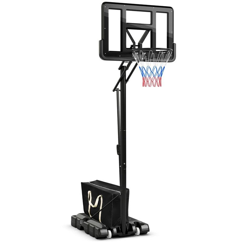 Portable Basketball Hoop, 8-10Ft Height Adjustable Basketball Goal Stand System with 44" Shatterproof Backboard & Weight Bag for Indoor Outdoor Use