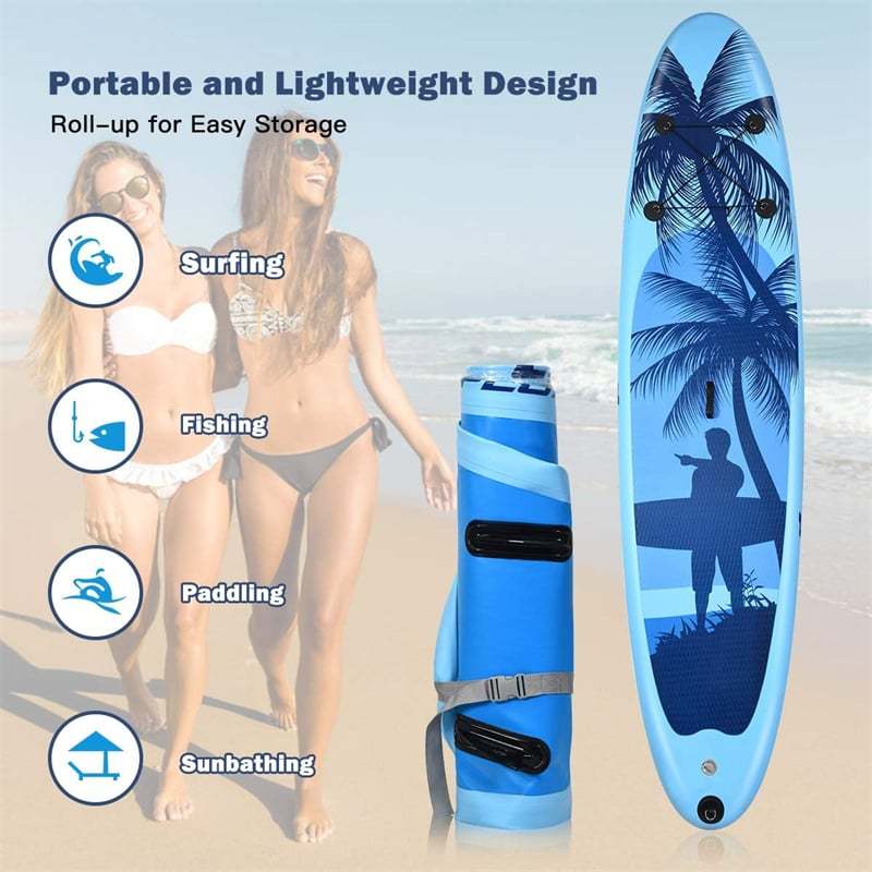 9.8' Inflatable Stand Up Paddle Board with Adjustable Paddle for Adult Youth, 6.5" Thick SUP Board with SUP Accessories, Pump & Carry Bag