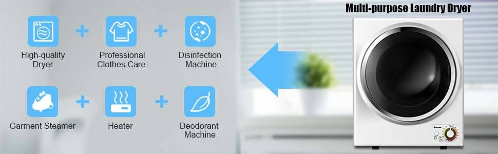 110V Stainless Steel Compact Electric Laundry Dryer Wall Mounted Portable Clothes Dryer