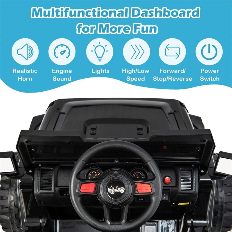 2-Seater Ride-On Truck for Kids, 12V Battery Powered Electric Vehicle with Remote Control & LED Lights, Ride-On Car for Boys Girls Gifts