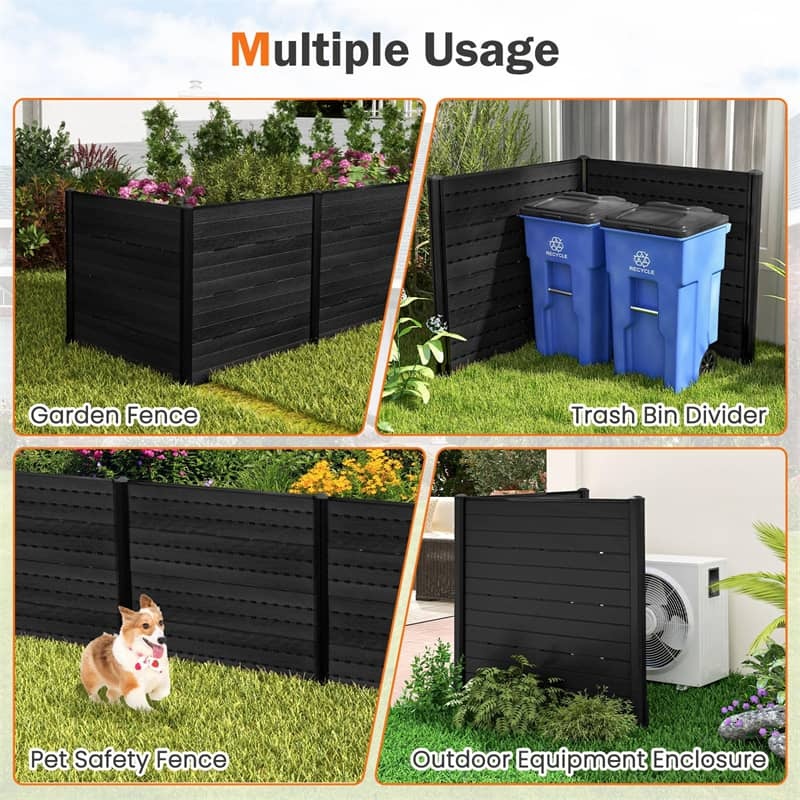 Outdoor Privacy Screen 2 Panels 48"W x 46"H Decorative Air Conditioner Fence with 5 Ground Stakes, Pool Equipment Trash Can Enclosure
