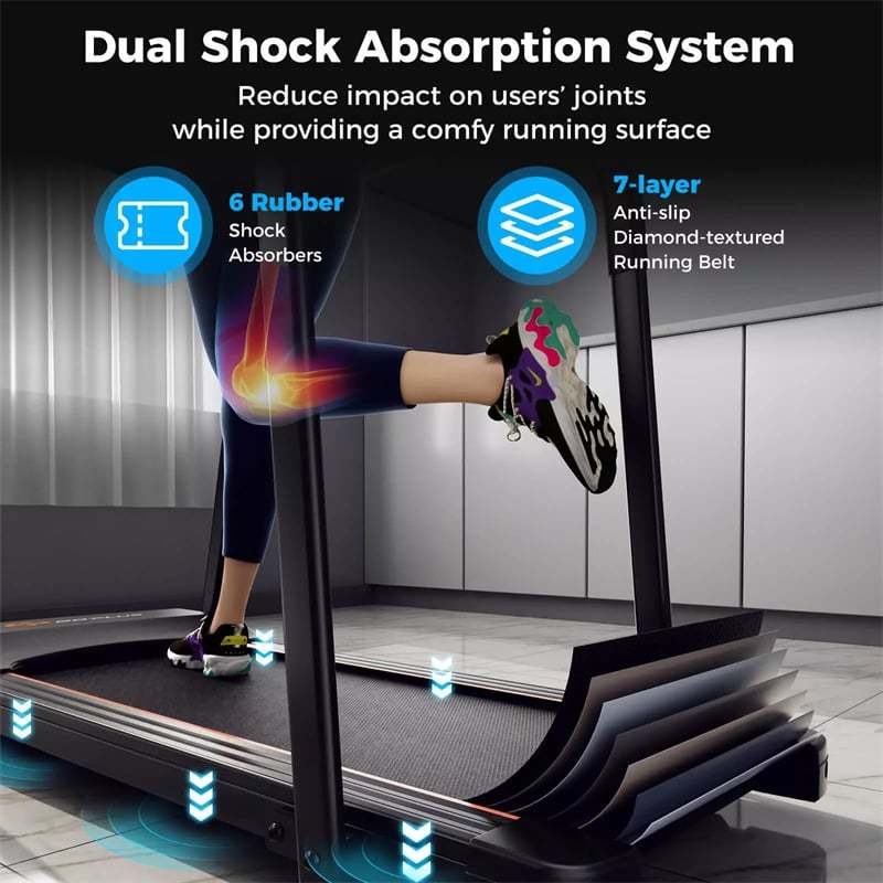 2.5 HP Walking Treadmill for Seniors with Long Handrails, Pulse Sensors, LED Display, 300 lbs Capacity, Recovery Fitness Exercise Machine for Home