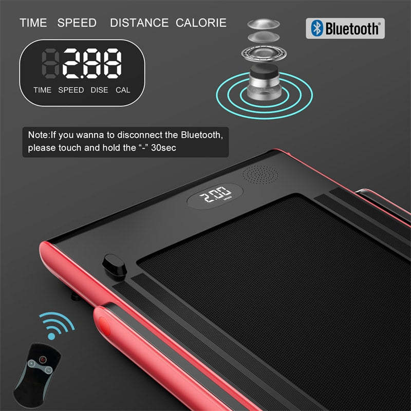 2-in-1 Folding Treadmill, 2.25HP Under Desk Treadmill with LED Display, APP & Remote Control, No Installation, Walking Jogging Machine for Home