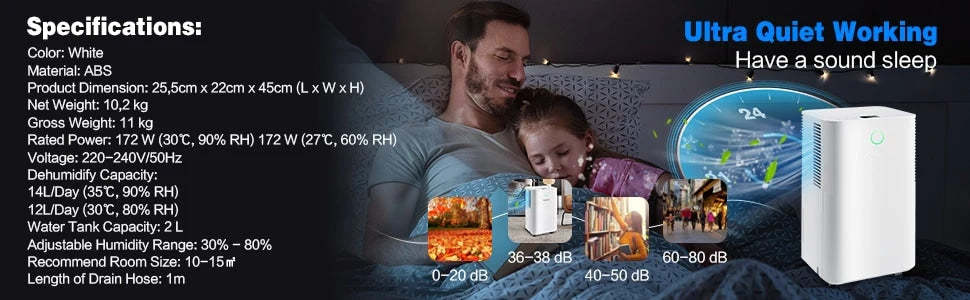 2000 Sq.Ft. 32-Pint Dehumidifier with Drain Hose, Auto Defrost, 3 Working Modes, 24H Timer & Child Lock for Basement, Bedroom, Garage, Office