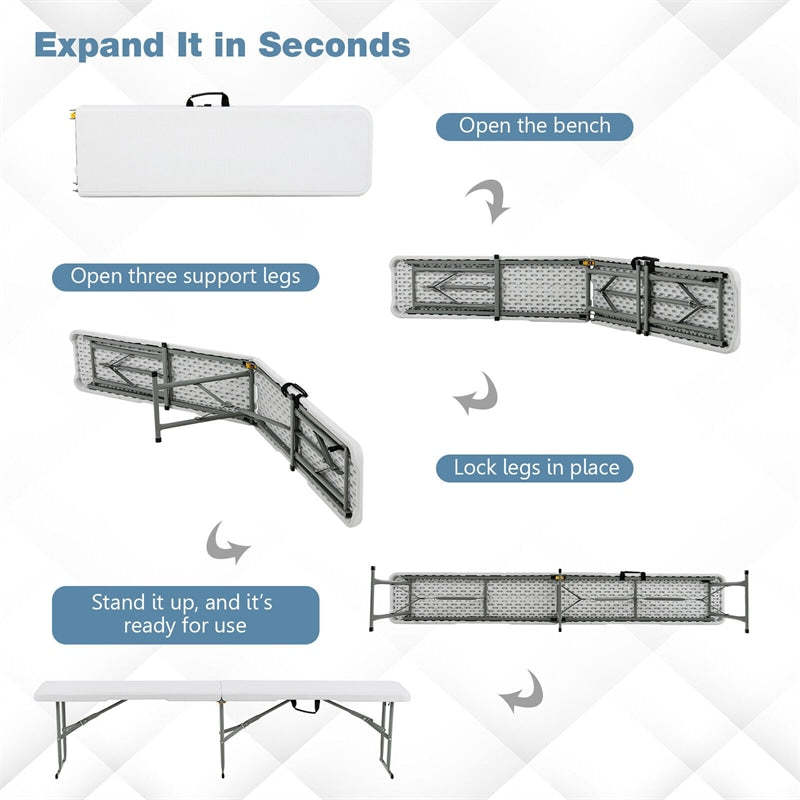 6 Feet Portable Outdoor Folding Picnic Bench with Carrying Handle