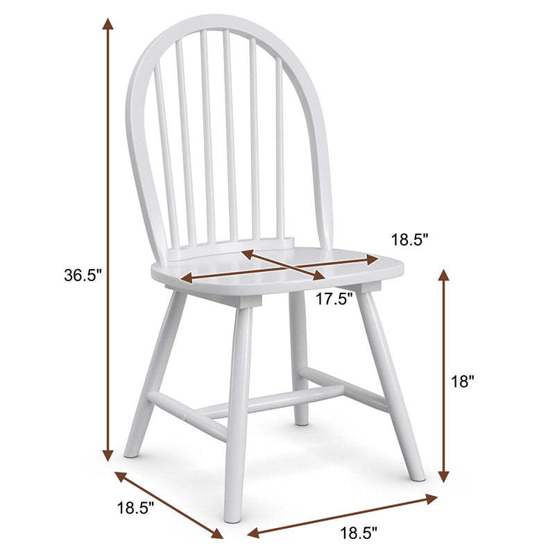 Windsor Chairs Set of 2, Vintage Wood Dining Chairs French Country Armless Spindle Back Dining Chairs for Kitchen Island