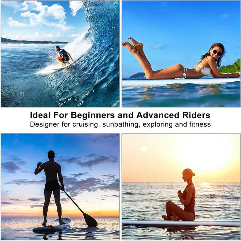 10FT Inflatable Stand Up Paddle Board SUP Board with Adjustable Paddle, Hand Pump, Leash, Accessory Pack, Carrying Bag & Repair Kit