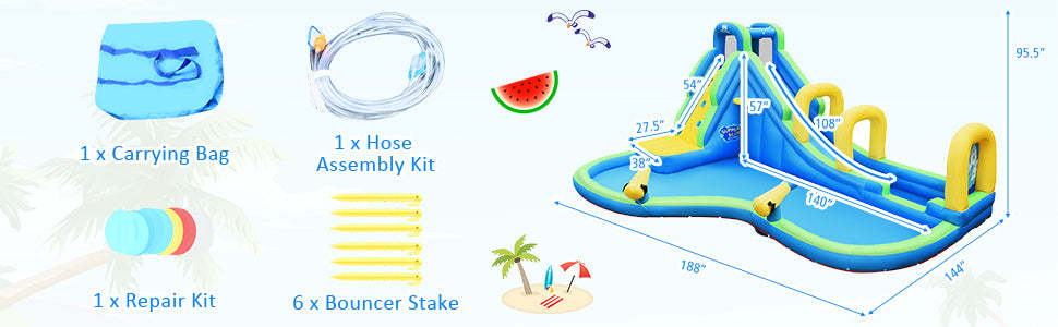5 in 1 Giant Inflatable Water Slide Bouncer Water Park without Blower