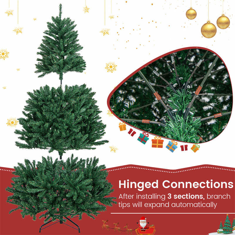 6Ft Hinged Douglas Artificial Christmas Tree 1355 Branch Tips with Foldable Solid Metal Stand