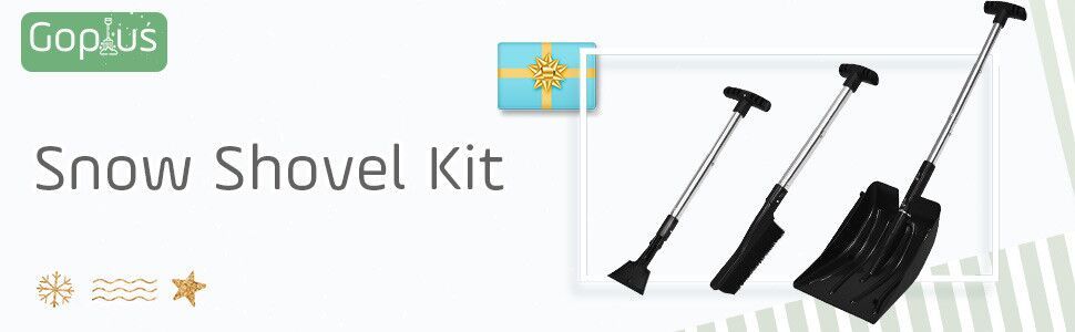3 in 1 Snow Shovel Kit with Portable Snow Brush and Ice Scraper
