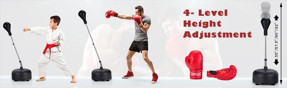 Adjustable Height Freestanding Punching Bag with Stand and Boxing Gloves for Adults Kids