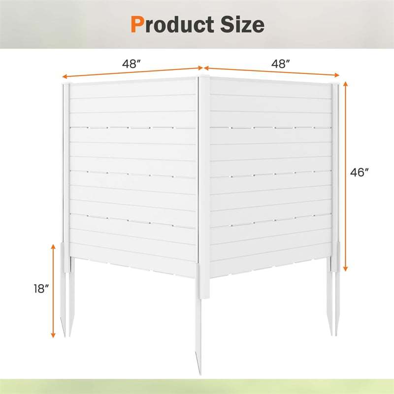 Air Conditioner Fence 2 Panels, 48"W x 46"H Outdoor HDPE Privacy Screen with 5 Ground Stakes, Freestanding Fence for Pool Pump & Trash Cans