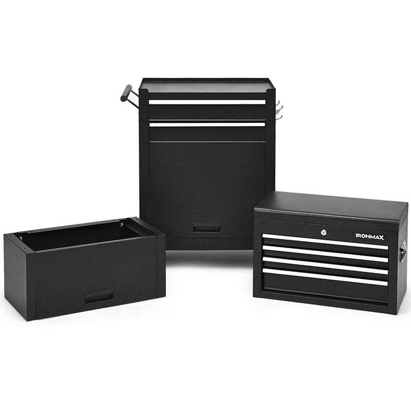 6-Drawer Rolling Tool Chest, 3-in-1 Tool Storage Cabinet with Auto-Lock System, Lockable Wheels & Detachable Top Box for Garage/Workshop