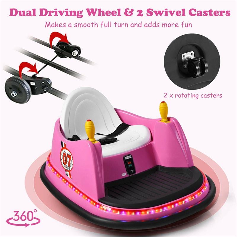 6V Kids Electric Ride On Bumper Car 360° Spin Race Toy with Remote Control