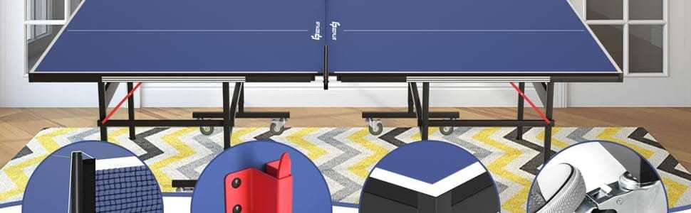 Foldable Table Tennis Table 9'x5' Professional Ping Pong Table with Single/Double Player Mode & Wheels for Indoor Outdoor Playing