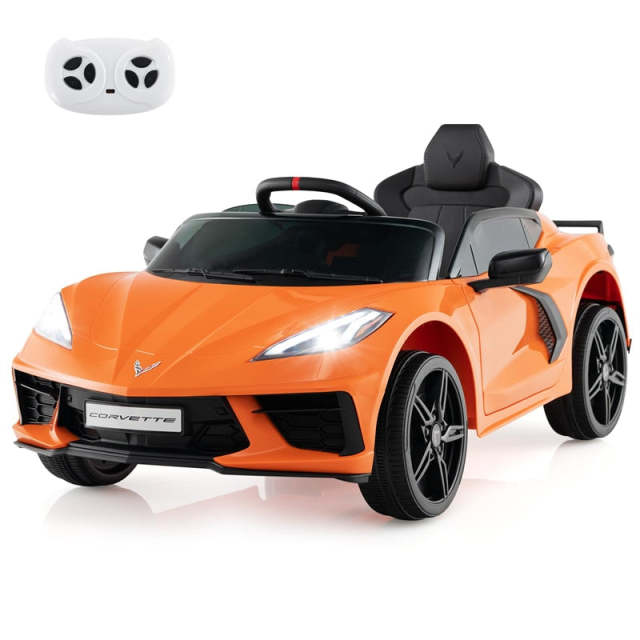 12V Kids Ride On Car Licensed Chevrolet Corvette C8 Electric Toy Car with Remote Control, Wireless Connection, Lights, Gift for Boys & Girls