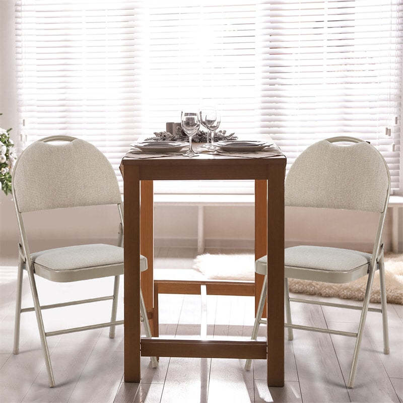 Padded Metal Folding Chairs Set of 6, Fabric Dining Chairs Office Guest Chairs Wedding Party Chairs with Upholstered Seats & Handle Holes