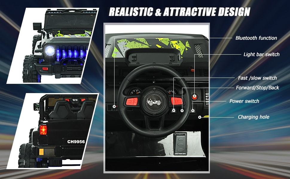 12V Kids Ride-on Jeep Car Electric Truck with Parental Remote Control