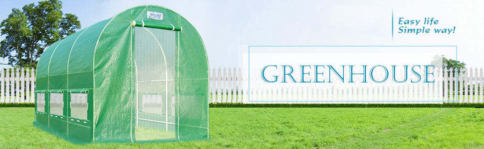 Portable Steel Frame Walk-in Plant Greenhouse with 6 Windows