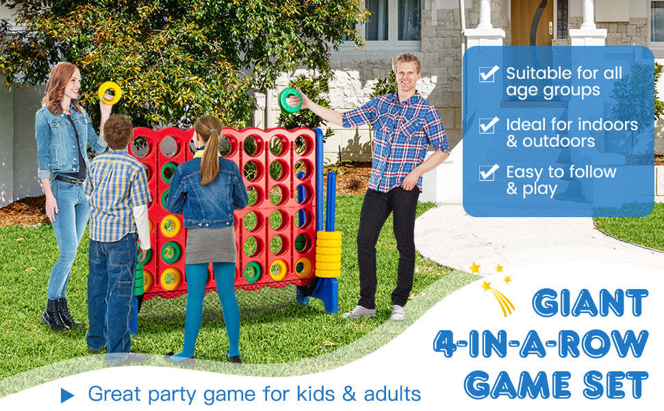 Giant 4-to-Score Game Set Jumbo Game Set with 42 Chess Pieces & Net Storage