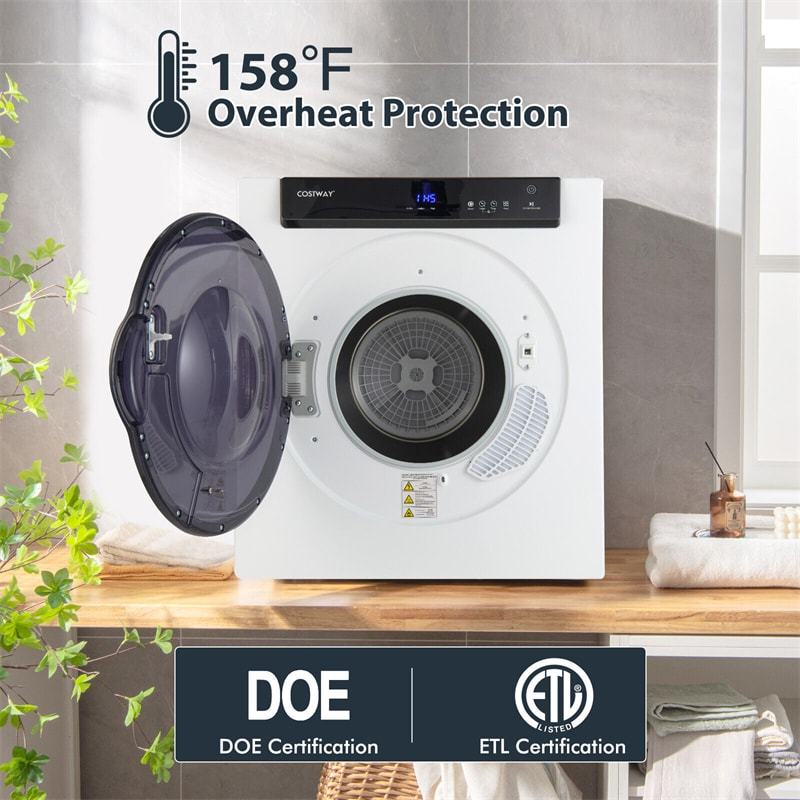 1400W Electric Tumble Compact Laundry Dryer 8.8lbs Portable Stainless Steel Clothes Dryer with Touch Panel