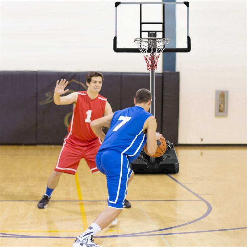 Portable Outdoor Basketball Hoop 64’’-79’’ Adjustable Poolside Basketball Goal System with 44" Backboard Wheeled Fillable Base