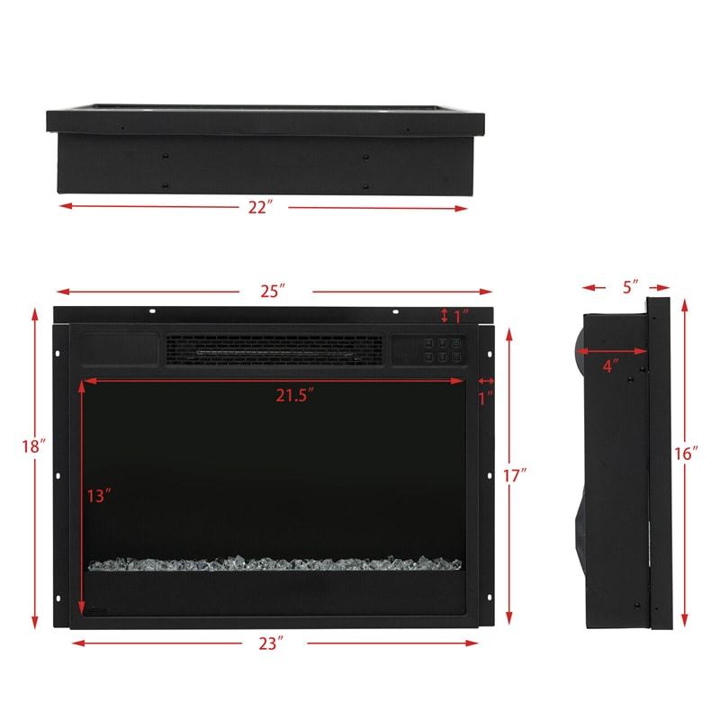 23" Infrared Quartz Electric Fireplace Insert, 1500W Recessed Fireplace Heater with Thermostat, Remote, 6 Flame Modes, 8H Timer & Overheat Protection