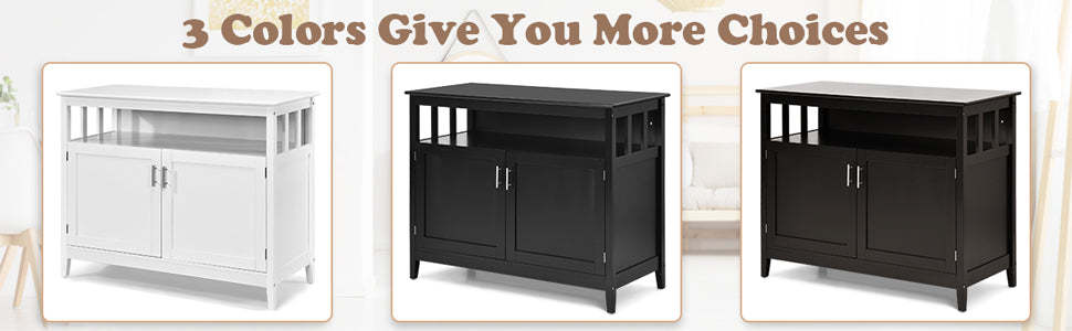 Wood Buffet Cabinet with Storage, Freestanding Kitchen Cabinet Storage Sideboard Console Table with Adjustable Shelf