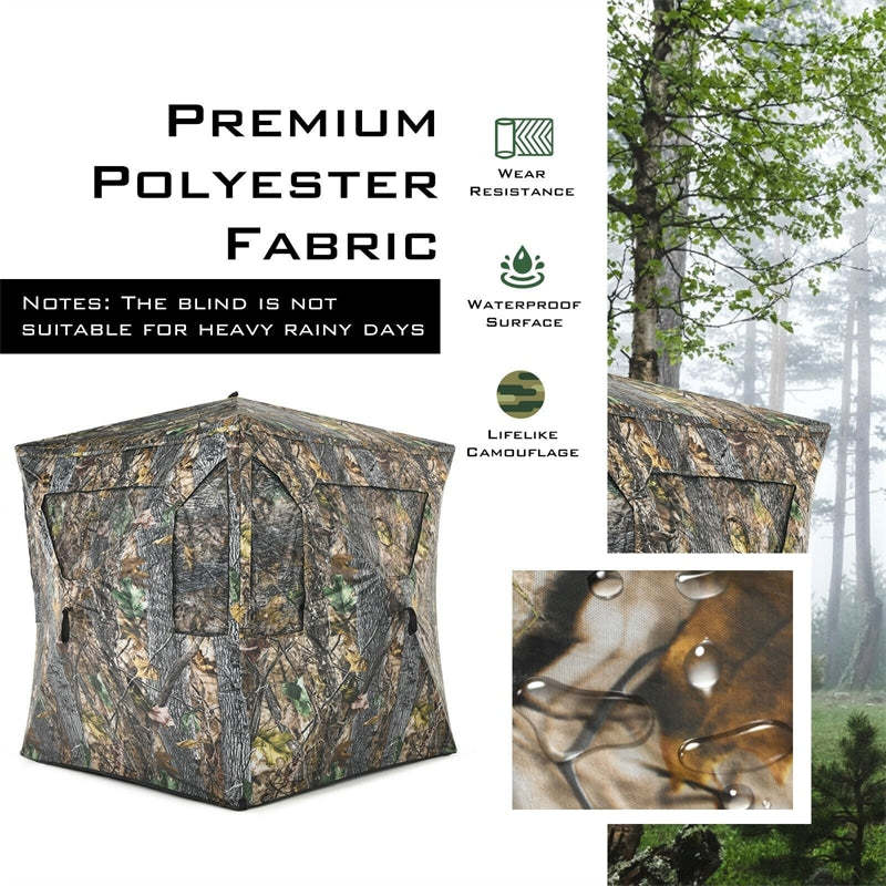 3 Person Portable Pop-Up Hunting Blind Tent w/Mesh Windows and Carrying Bag