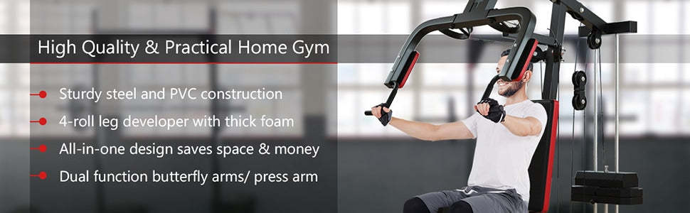 Weight Training Machine Multifunctional Strength Training Equipment Home Gym Exercise Workout Equipment with 100 lbs Weight Stack