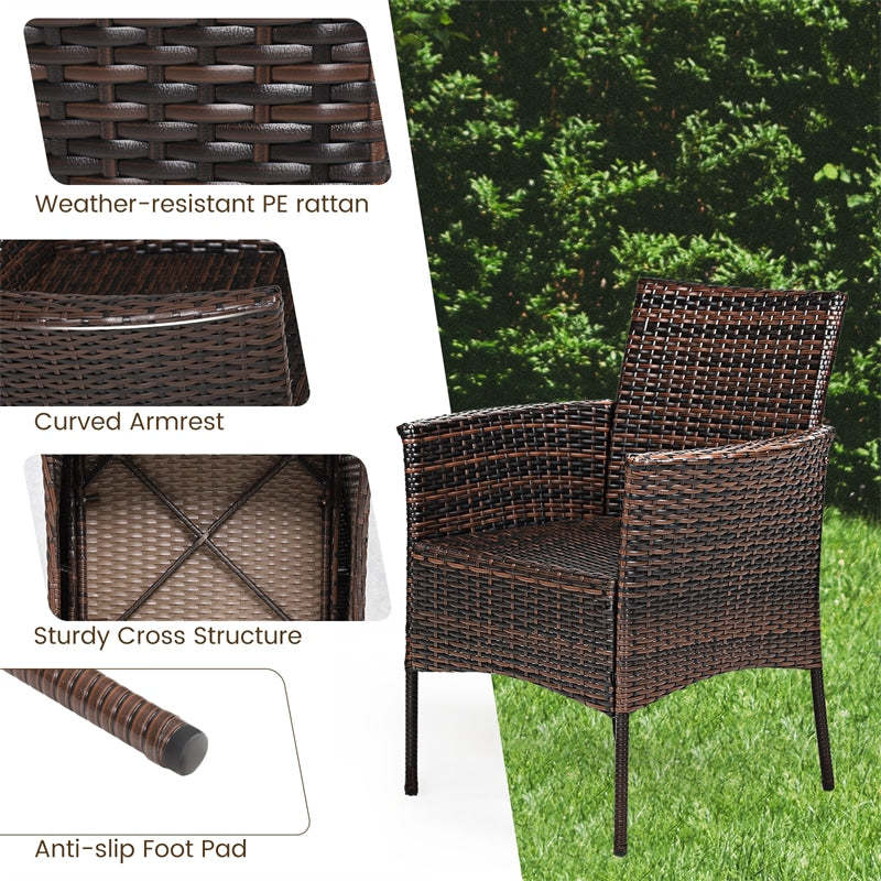 2 Pieces Outdoor Rattan Armchairs Patio Wicker Chair with Removable Cushions