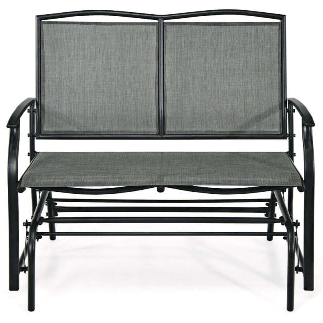 2-Person Outdoor Glider Bench with Steel Frame & Breathable Fabric, 400 lbs Capacity Patio Swing Glider Loveseat Chair for Backyard, Garden