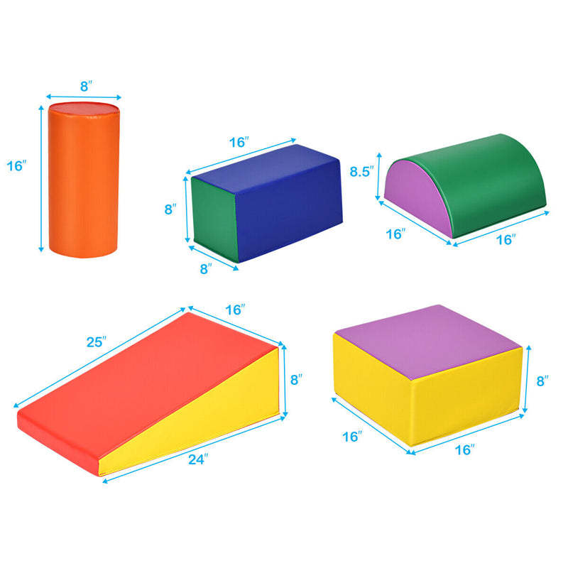 Crawl and Climb Soft Foam Play Set 5PCS Lightweight Foam Climbing Blocks Fun Activity Playset Corner Climber for Baby Kids Crawling Sliding