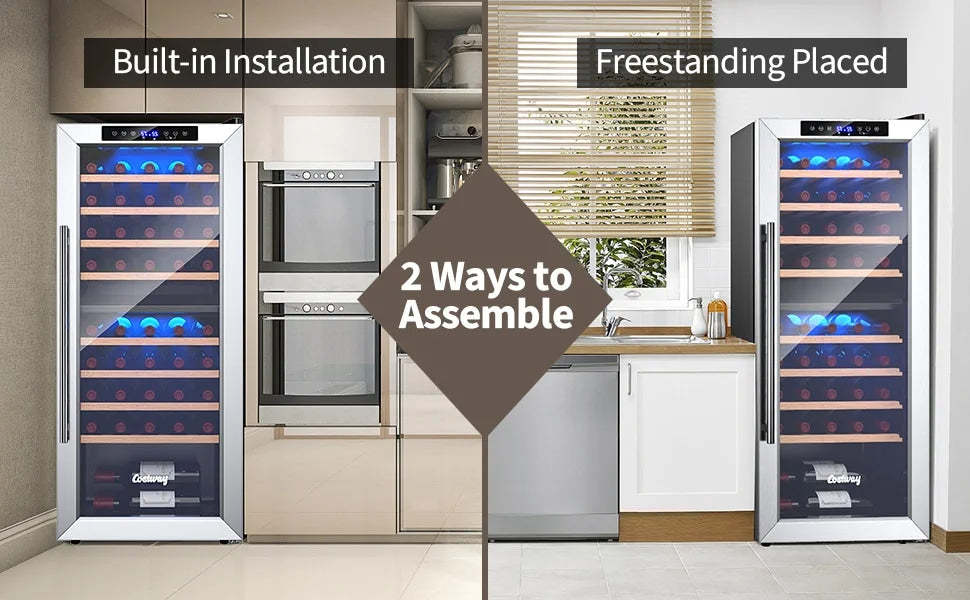 43-Bottle Wine Cooler Refrigerator 20-Inch Dual Zone Wine Fridge with 8 Shelves Freestanding Wine & Beverage Cooler