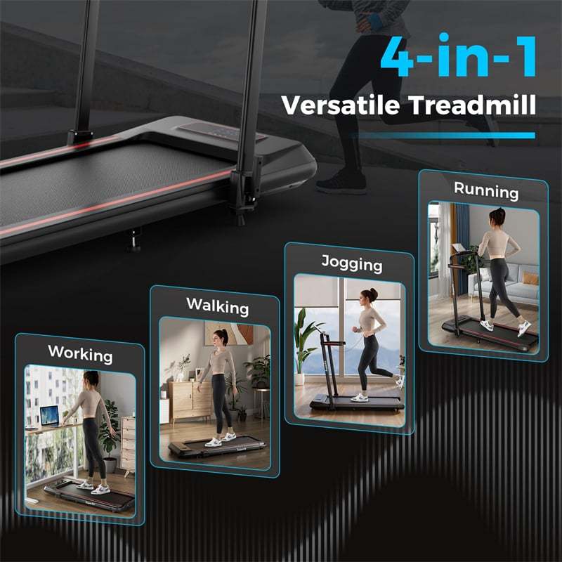 2-in-1 Folding Treadmill, 3.0HP Walking Pad with Incline, LED Display, Remote & APP Control, 265lbs Capacity Under Desk Treadmill for Home Office