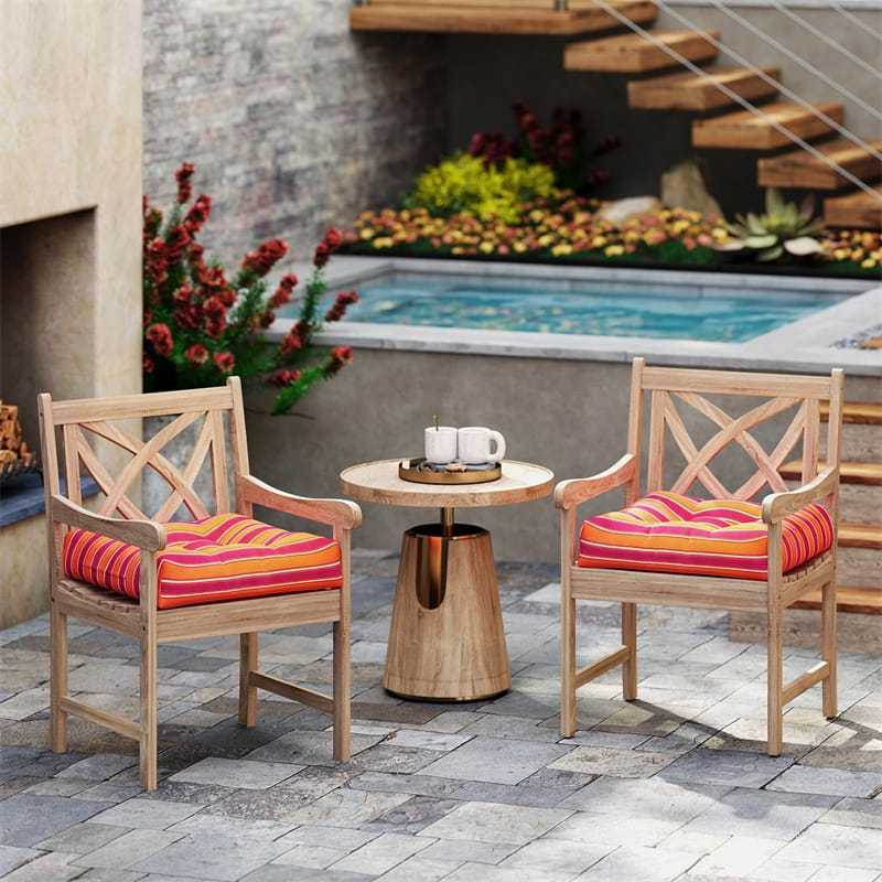Set of 2 Waterproof Tufted Patio Chair Cushions with High Elasticity, 21" x 21" Deep Seat Square Pillows for Indoor & Outdoor Furniture