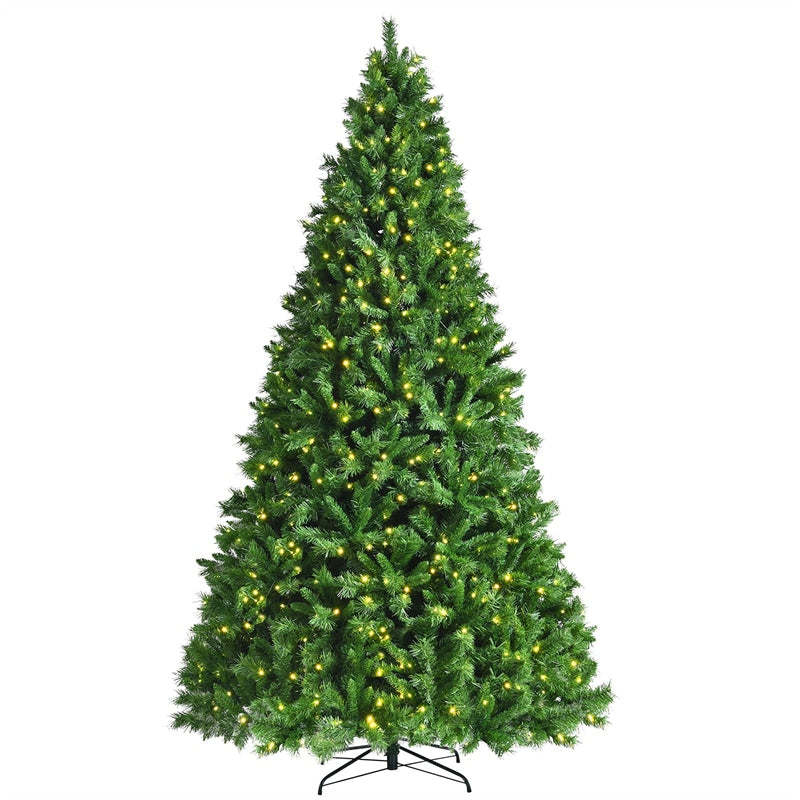 9ft Pre-Lit Hinged Artificial Christmas Tree with 2264 PVC Branch Tips 850 LED Lights