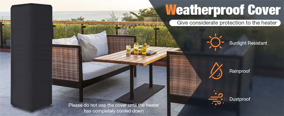 41,000 BTU Outdoor Propane Gas Patio Heater with Lockable Wheels & Waterproof Cover