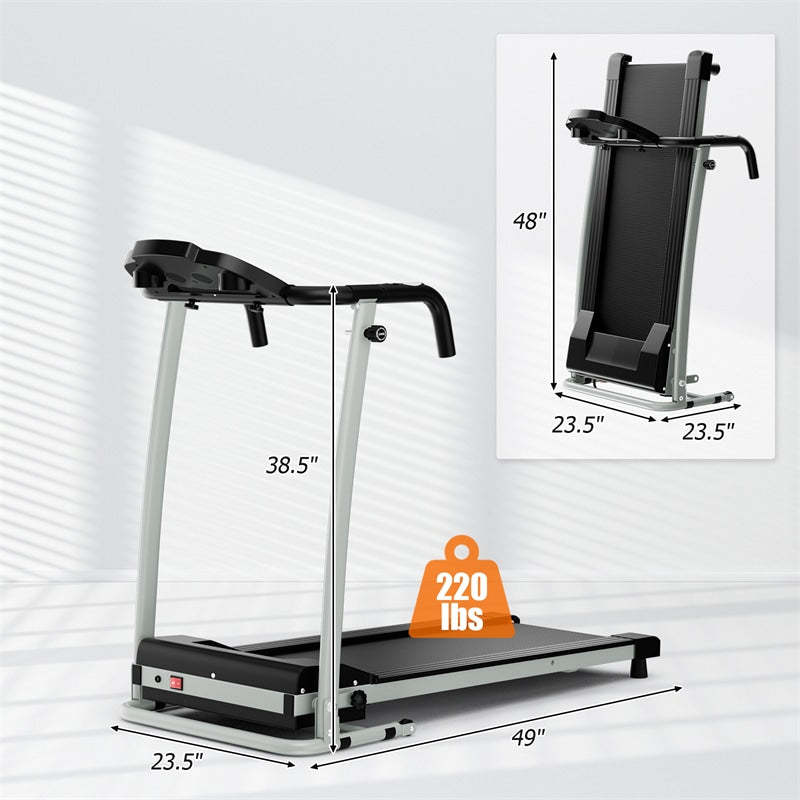 800W Folding Treadmill, Electric Motorized Running Machine with LED Display, 12 Preset Programs, Pulse Sensor & Built-in Wheels for Home Use
