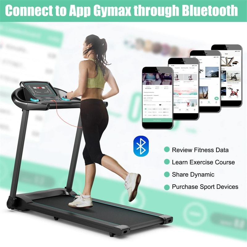 Foldable Treadmill, 2.25HP Portable Superfit Walking Treadmill with LED Display, 12 Preset Programs, APP Control & Pulse Sensor  for Home Gym