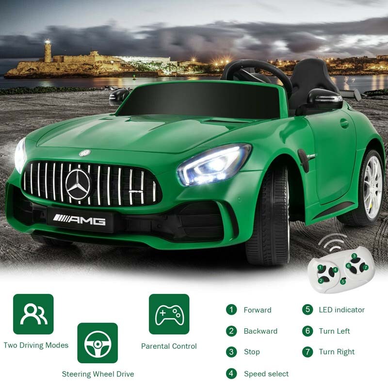 12V Kids 2-Seater Ride On Car Licensed Mercedes Benz AMG GTR with Remote and LED Lights