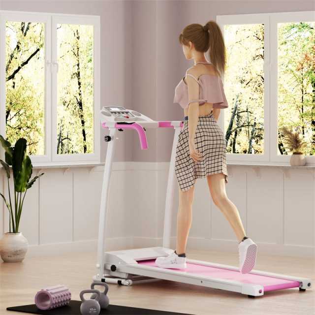800W Folding Treadmill with 12 Preset Programs, LCD Display, Pulse Sensor & Built-in Wheels, Easy Assembly Motorized Running Machine for Small Spaces