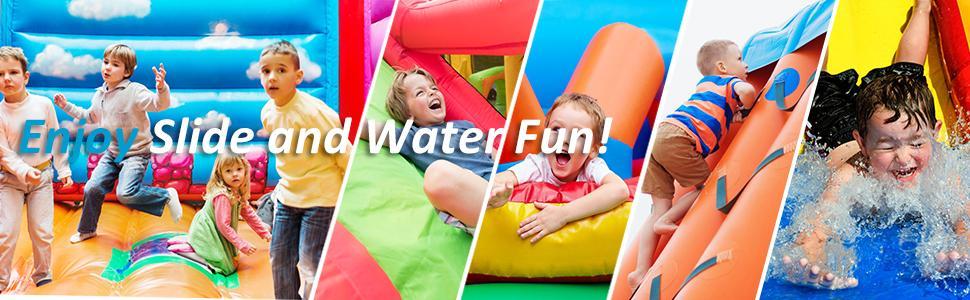 Inflatable Water Slide Crab Dual Slide Bounce House Splash Pool without Blower