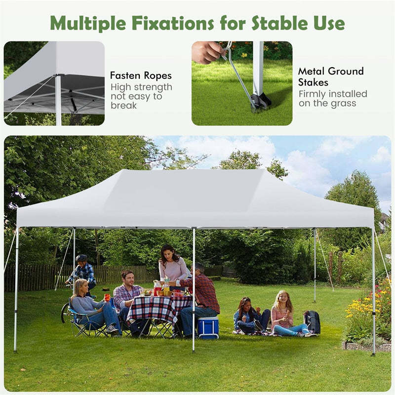 10x20FT Pop-Up Canopy UPF 50+ Outdoor Instant Canopy Tent Sun Shelter with Wheeled Carrying Bag