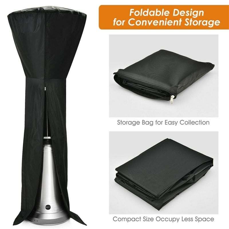Waterproof Standing Patio Heater Cover with Zipper and Storage Bag