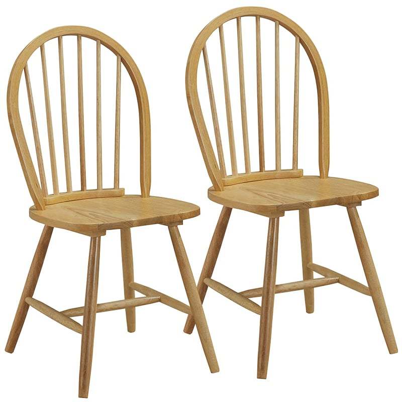 Windsor Chairs Set of 2, Vintage Wood Dining Chairs French Country Armless Spindle Back Dining Chairs for Kitchen Island