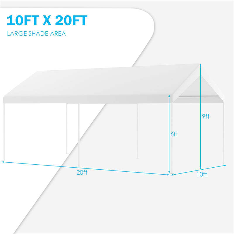10' x 20' Heavy Duty Carport Steel Frame Car Canopy Portable Garage Shelter Waterproof Sun Proof Outdoor Camping Event Party Canopy Tent