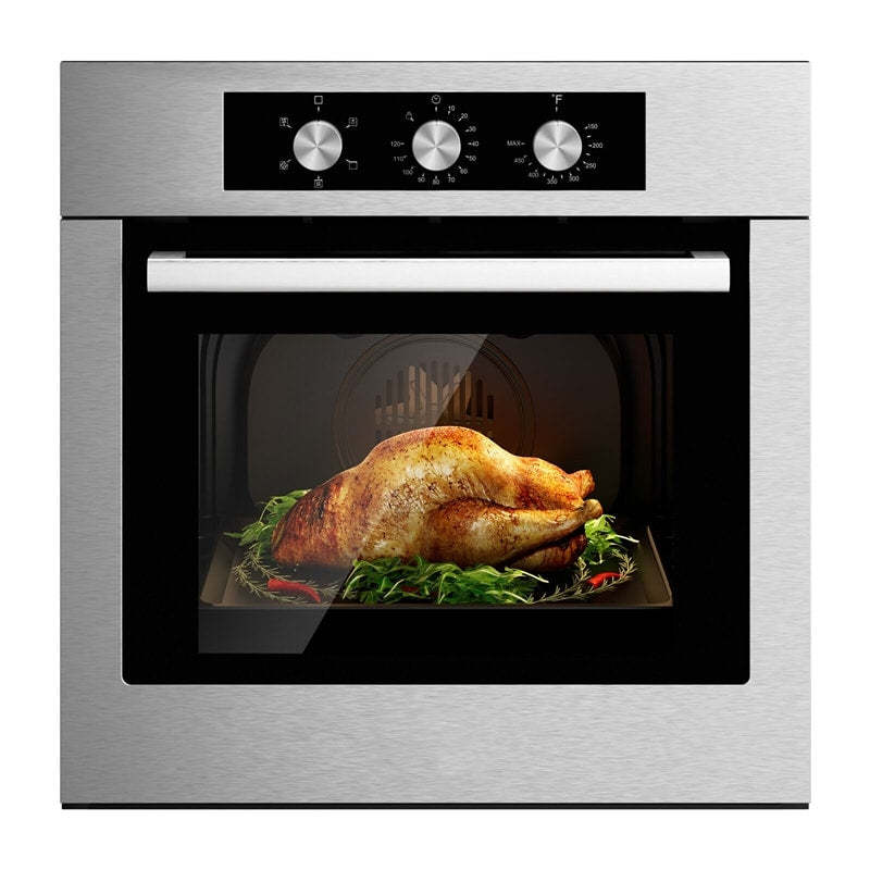 24" Electric Single Wall Oven, 2300W Built-in Wall Oven with 2.47 Cu. Ft. Capacity, 5 Cooking Modes, 360° Hot Air Circulation, Stainless Steel