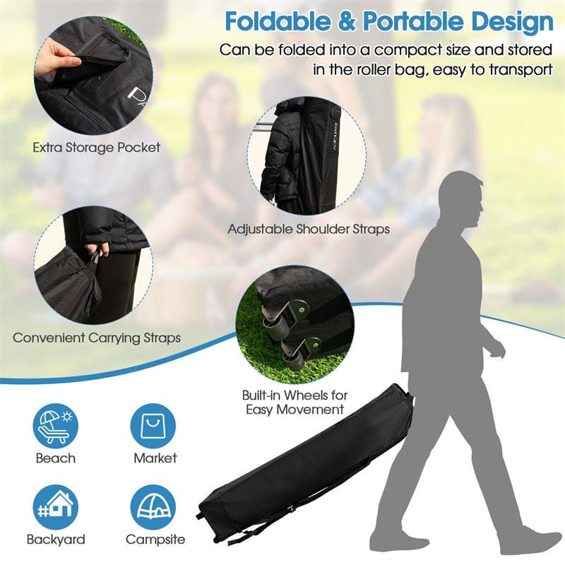 10x10 FT Outdoor Pop Up Canopy Patio Instant Canopy Tent with Netting & Roller Bag